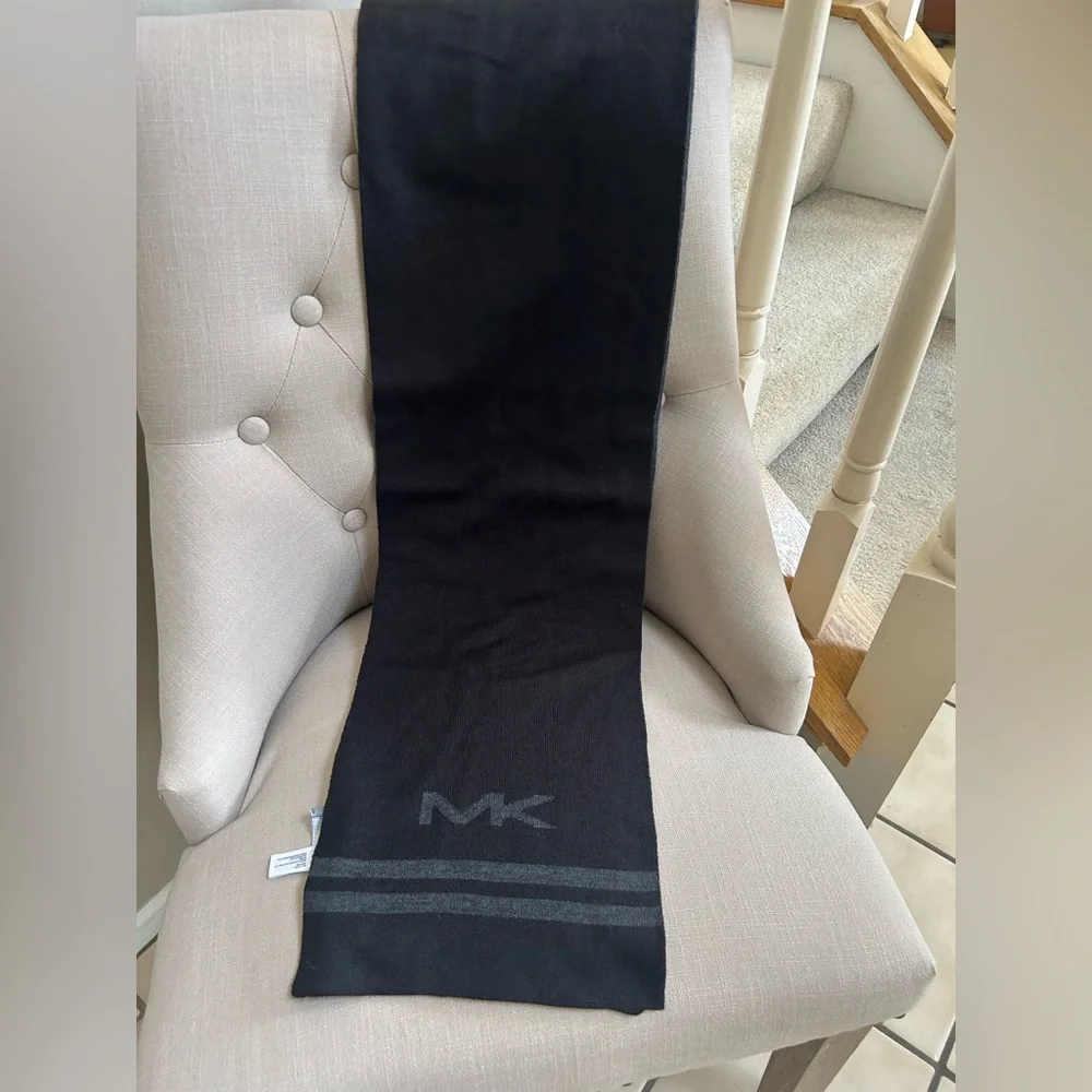 Michael Kors Black Knit Scarf with MK Logo